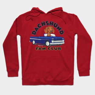 Funny cute Dachshund Doxie dog in fun riding classic vintage truck Hoodie